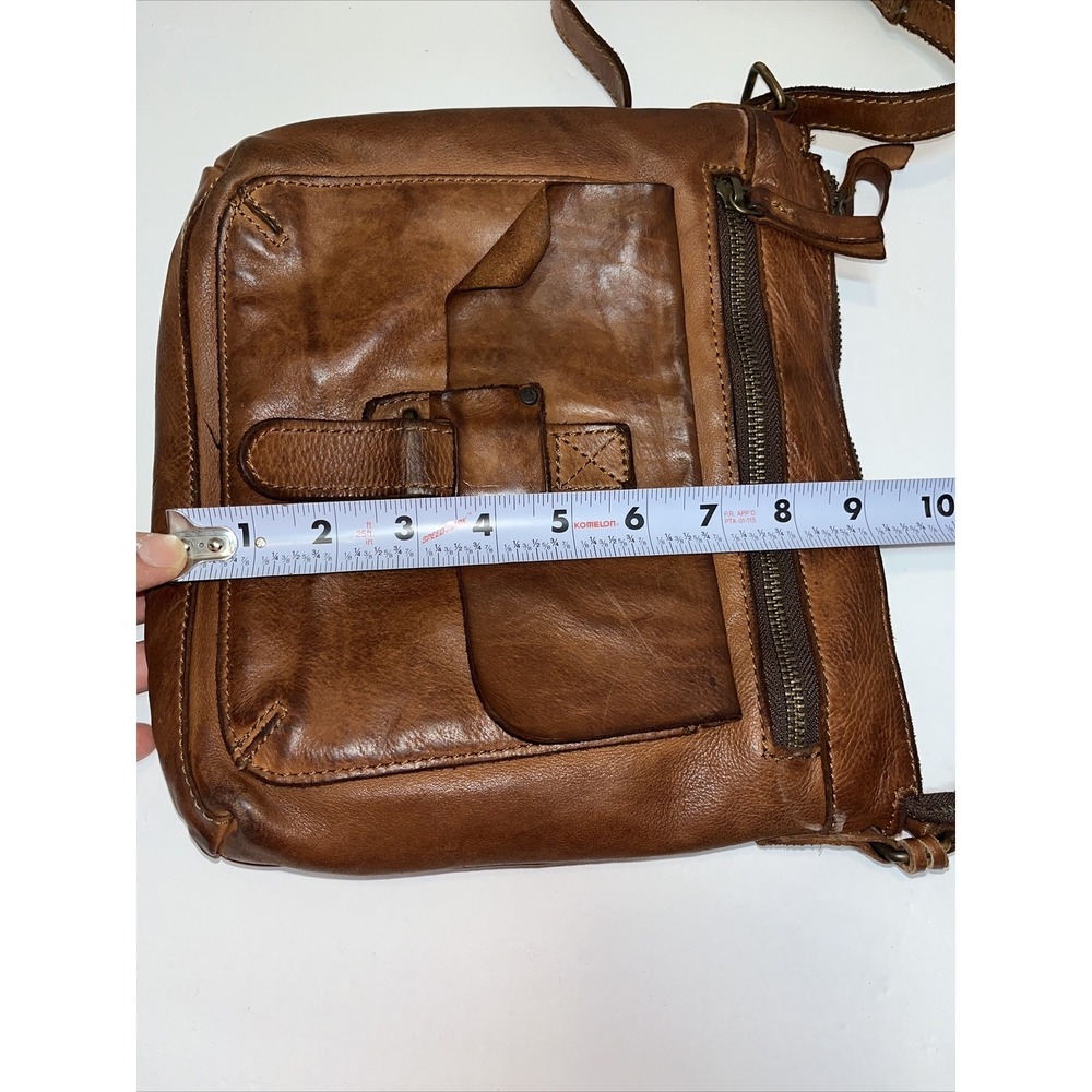 Harbour 2nd Genuine Leather Cognac Brown Zip Top Crossbody Flap Purse - Picture 16 of 16